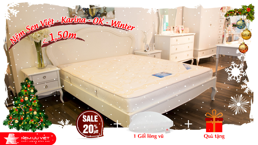 Nệm Ưu Việt lò xo karina ok winter sen việt khuyến mãi giá rẻ nhất