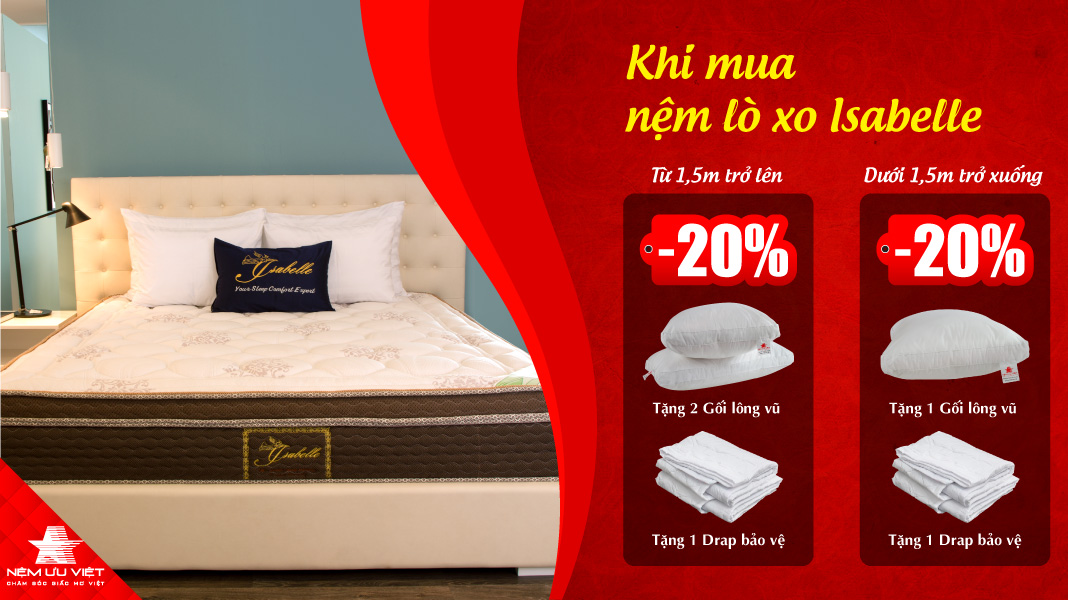 Nệm lò xo isabelle ưu việt khuyến mãi tưng bừng 30-04-01-05