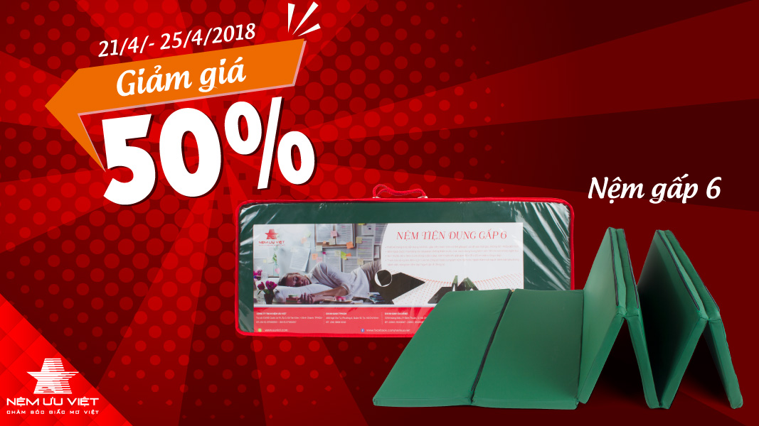 Nệm Ưu Việt sale nệm tiện dụng gấp 6 đến 50% hội chợ Vietbuild