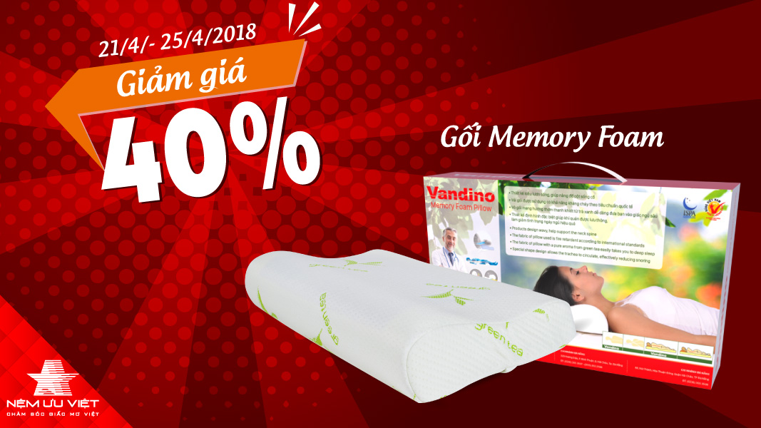 Nệm Ưu Việt sale gối cao su non MEMORY FOAM chống ngáy tại hội chợ Vietbuild