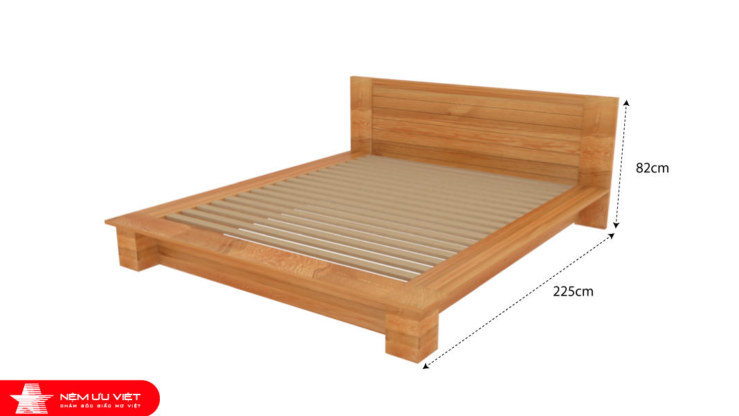 Bộ giường ngủ kiểu Nhật gỗ Sồi Mỹ giá rẻ - Nệm Ưu Việt