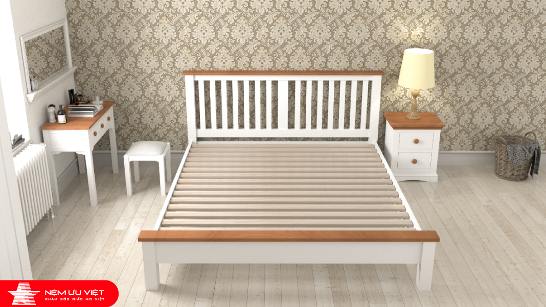 Bộ giường ngủ gỗ Sồi Mỹ cao cấp - Nệm Ưu Việt