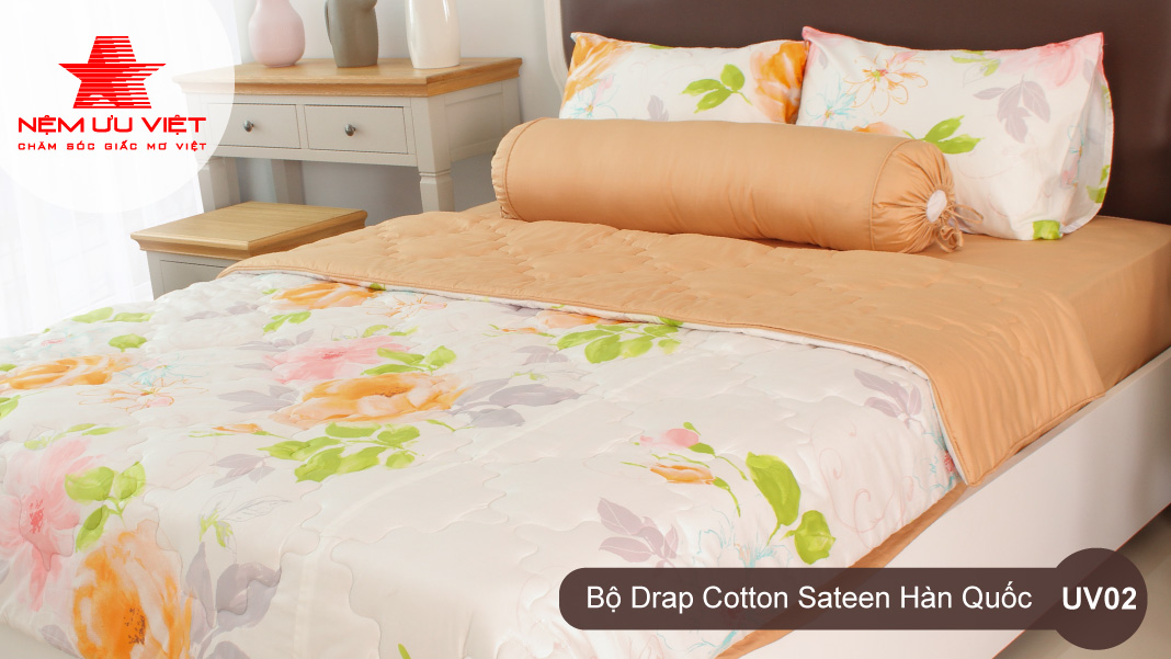 Chăn drap cotton sateen satin hàn quốc Nệm Ưu Việt