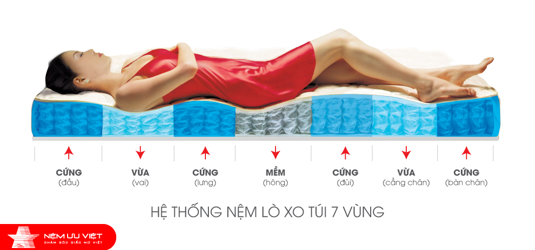 Nệm lò xo túi Isabelle 7 vùng Memory Foam – Pillow Top