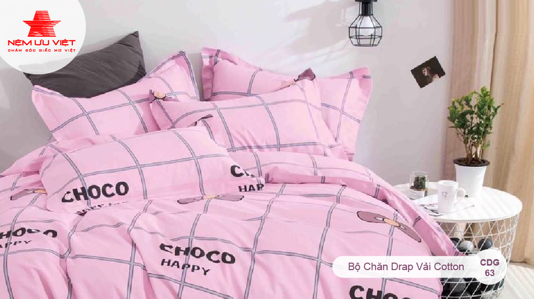 Bộ Chăn Drap Vải Cotton CDG63